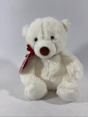 Hallmark Sweetheart White Bear Stuffed Huggable Teddy Bear Fluffy 9” Tall